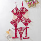 Amanda Sexy Flower Embroidery Mesh Lingerie Set
