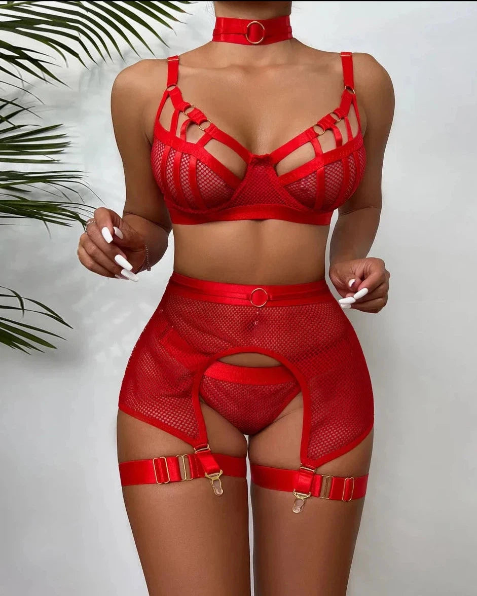 Tatiana Hot Luxurious 4 Pieces Lingerie Set