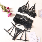 Cali Luxury Feather 4 Pieces Lingerie Set