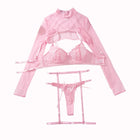 Lexie's Long Sleeve Transparent 3 Pieces Lingerie Set