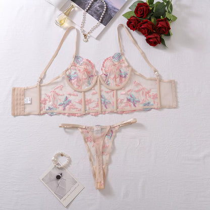 Alisha's Floral Transparent 2 Pieces Lingerie Set