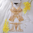 Amanda Sexy Flower Embroidery Mesh Lingerie Set